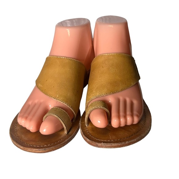 Free People Sant Antoni Sandal Brown Leather Women's 36 US 6.5 Toe Loop Slides - Picture 5 of 14